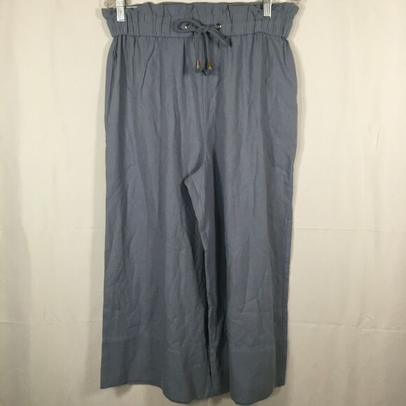 Elodie Pants - NWT Elodie Pants Womens Sz L Blue Cotton Drawstring Waist Wide Leg Capri Crop